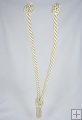20" V-Tieback with Chainette Fringe Tassel - Cream
